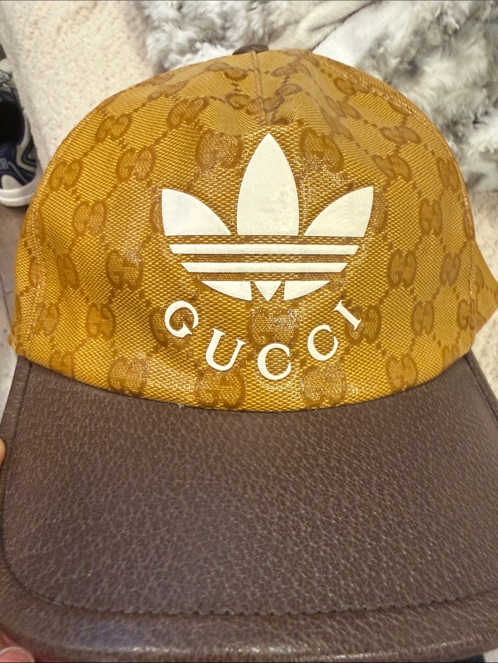 Gucci/adidas collab  Off-White Canvas  Hat with Yellow Trim